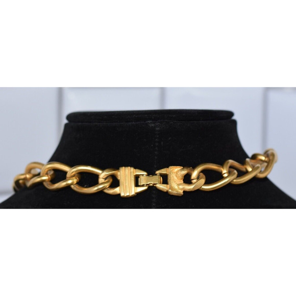 Maxine Denker Satin Matte Gold Tone Faux Pearl Couture Statement Necklace - Picture 3 of 7